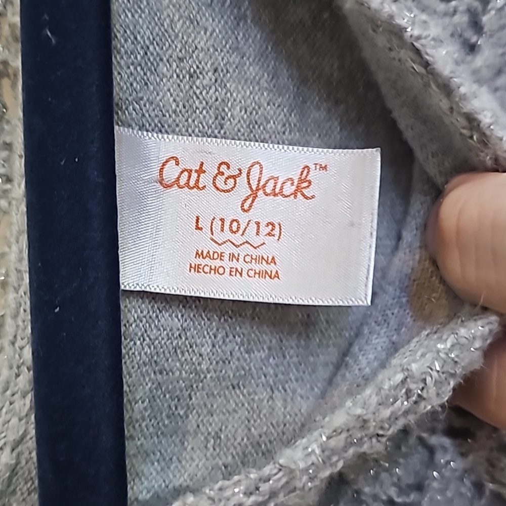 Cat & Jack gray/silver long sleeve knit dress 10/12 - Picture 3 of 7